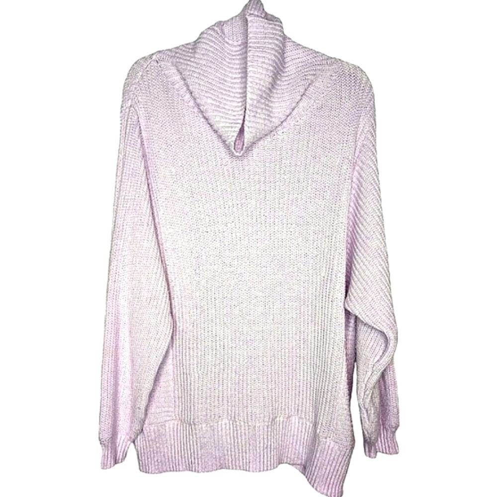 American Eagle Oversized Chunky Knit Light Lavender Cowl Turtleneck Sweater XL‎